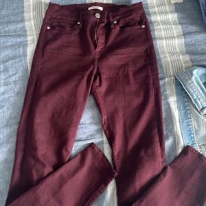 Good American skinny maroon jeans